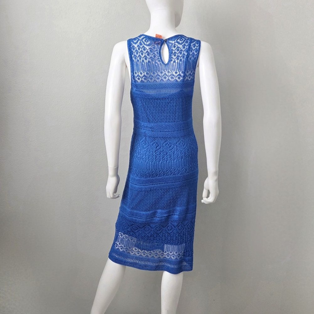 Ralph Lauren Beautiful Royal Blue Slip Dress With Long Knit Overlay, Size Small - Picture 6 of 16